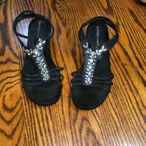 CROFT&BARROW SIZE 7.5 BLACK BLINGY ADORABLE SANDALS WITH ORTHALITE EUC